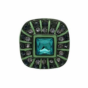 Mint Green Enamel Cocktail Ring Faux Blue Topaz 7